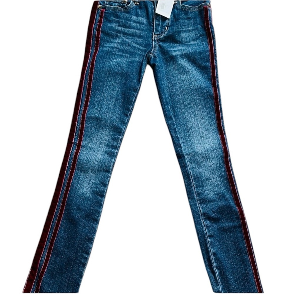 me.n.u. Blue and maroon Stripe Jeans Slim Fit